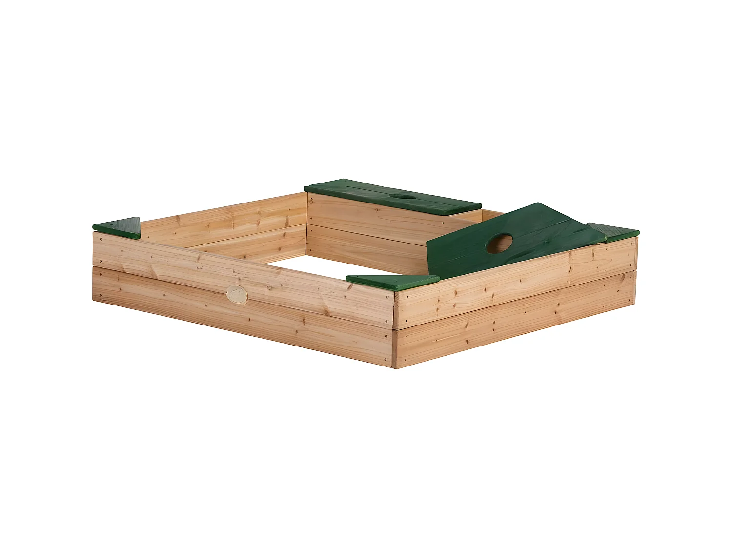 Cajón de arena de madera con almacenamiento y lona Amy