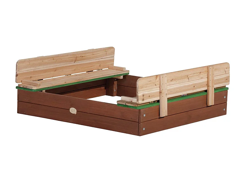 Bac à sable en hemlock avec bancs et couvercle Ella 120 x 120 cm