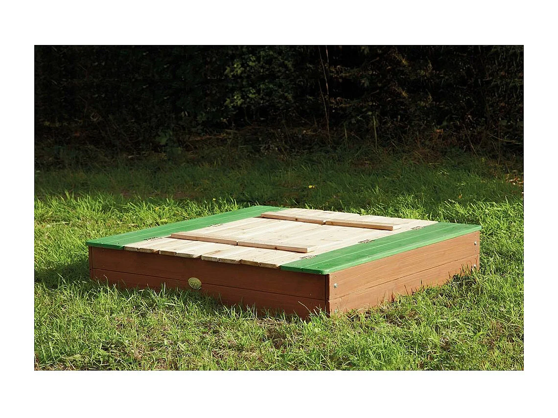Hemlock-Sandkasten mit Bänken und Deckel Ella 120 x 120 cm