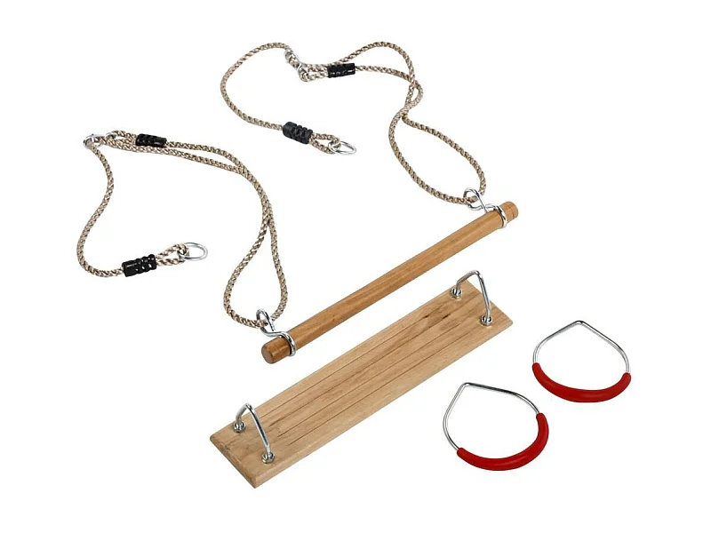Kit 3 accessoires balançoire + anneaux de gym + trapèze