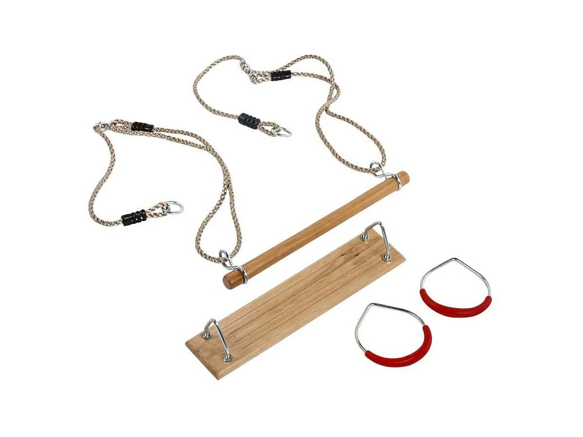 Kit 3 accessoires balançoire + anneaux de gym + trapèze