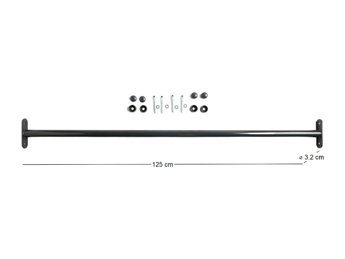 Barre gymnastique thermolaqué avec fixations 125 cm