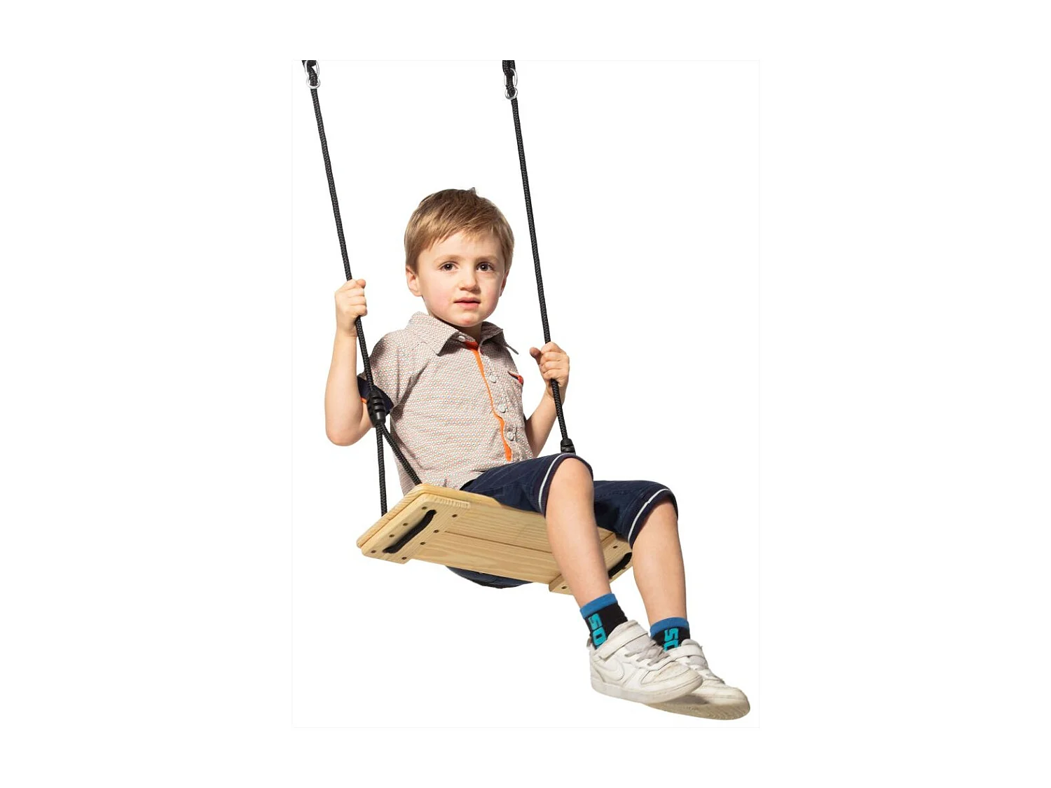 Balançoire siège en pin traité et corde douce