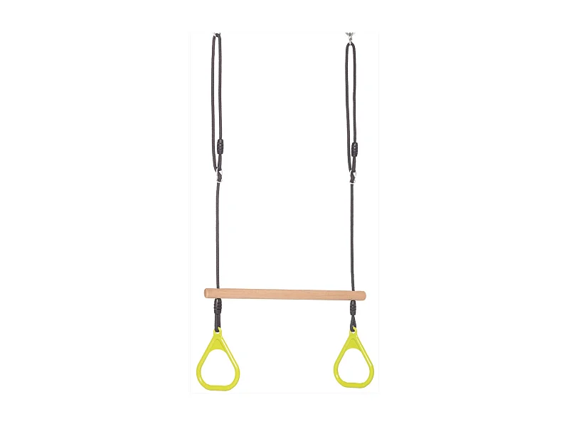 Trapèze anneaux en plastique vert lemon et corde douce