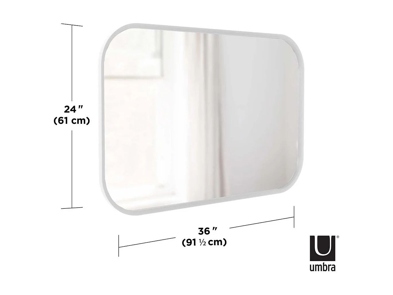 Miroir rectangulaire rebord caoutchouc 61 x 91 cm Hub