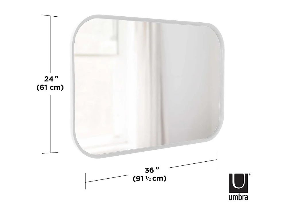 Miroir rectangulaire rebord caoutchouc 61 x 91 cm Hub