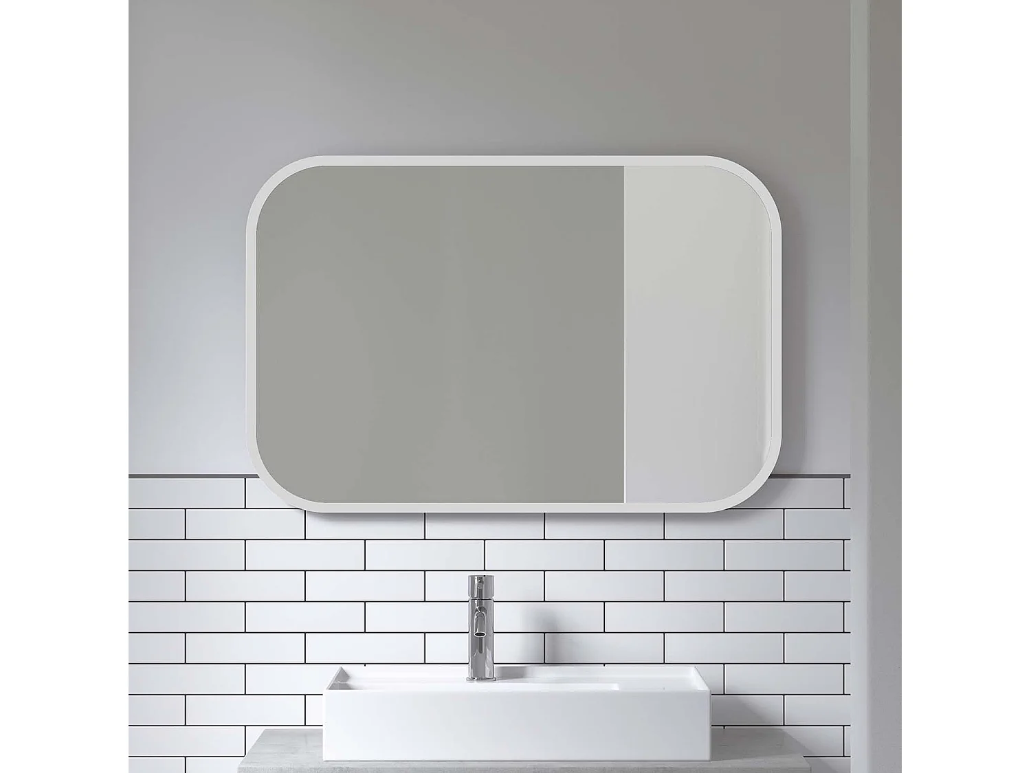 Miroir rectangulaire rebord caoutchouc 61 x 91 cm Hub