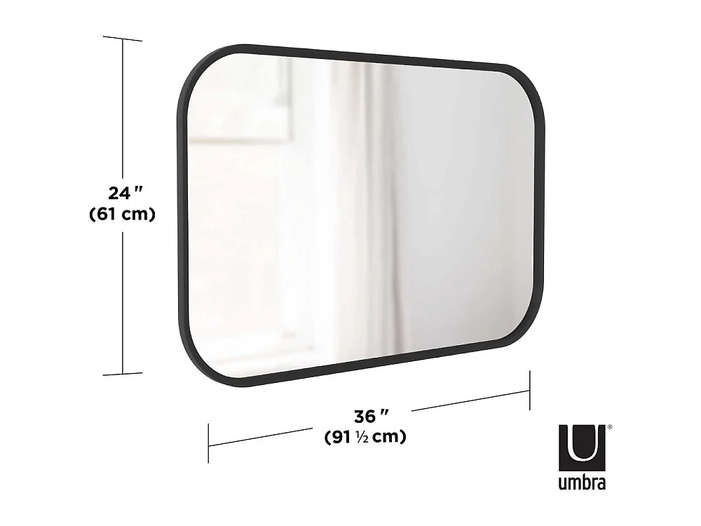 Miroir rectangulaire rebord caoutchouc 61 x 91 cm Hub