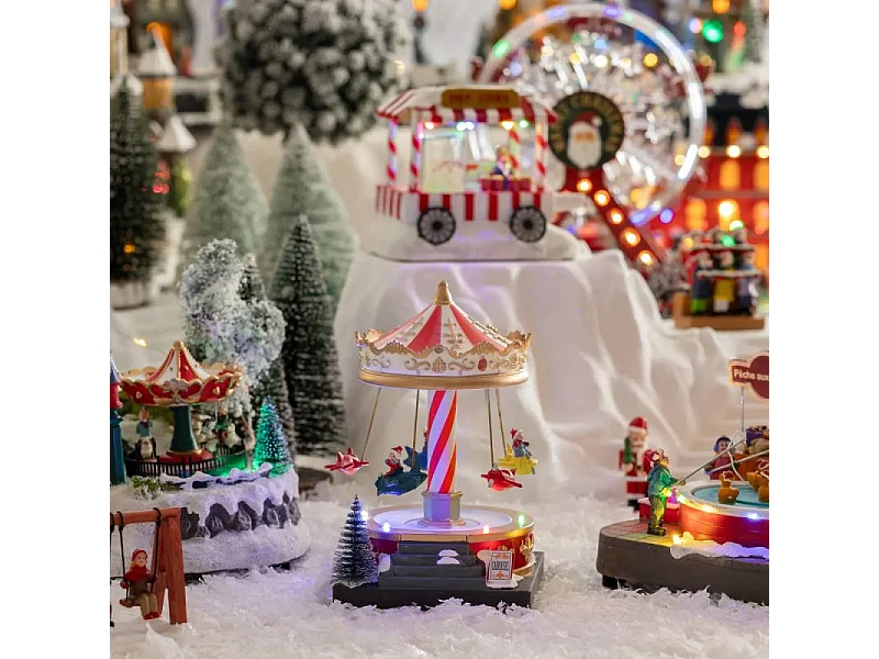 Village de Noël Manège "Fête Foraine" 19cm Multicolore