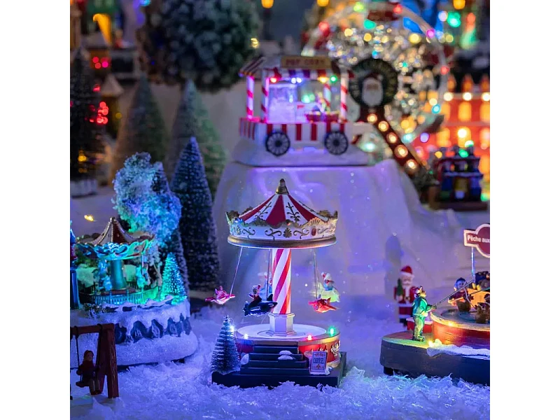 Village de Noël Manège "Fête Foraine" 19cm Multicolore