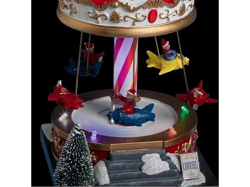 Village de Noël Manège "Fête Foraine" 19cm Multicolore