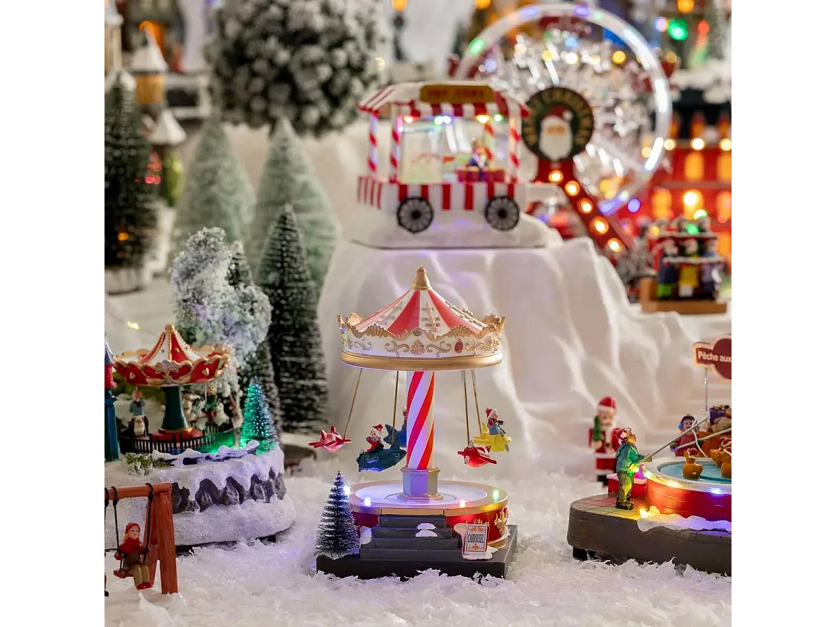 Village de Noël Manège "Fête Foraine" 19cm Multicolore
