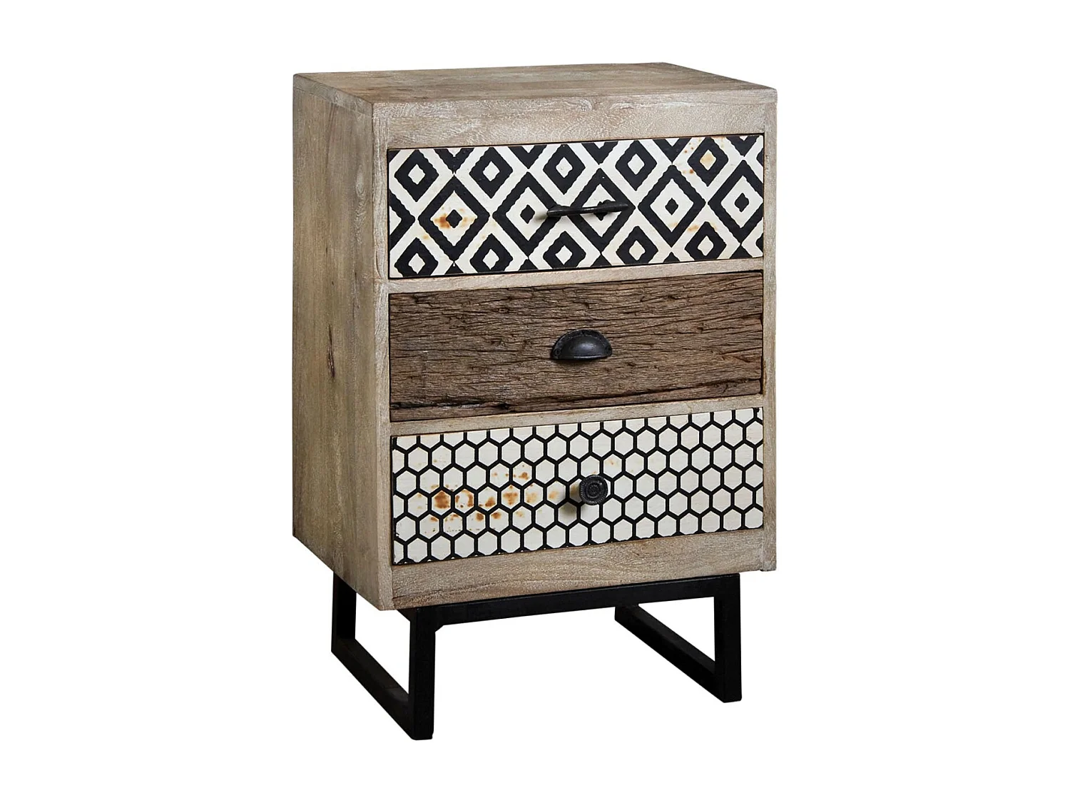 Nachttisch aus Mangoholz "Zigzag"