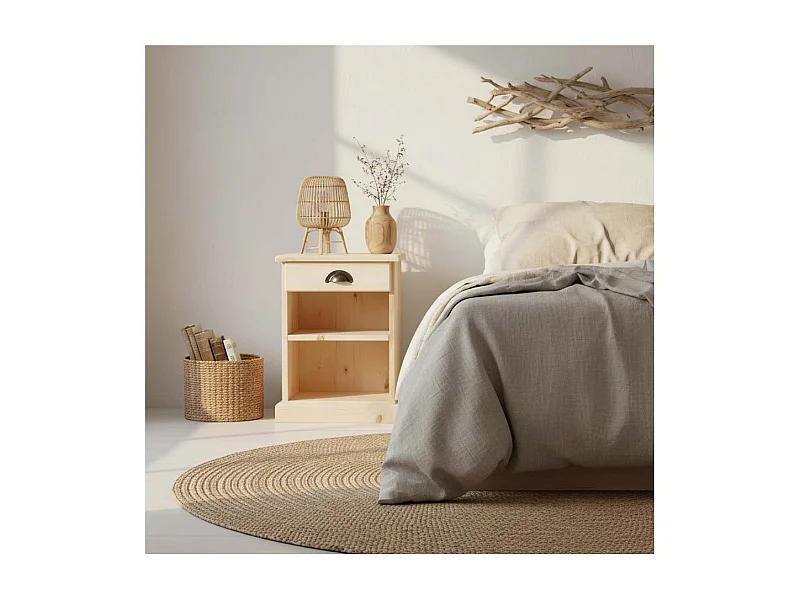 Table de nuit en épicéa brut