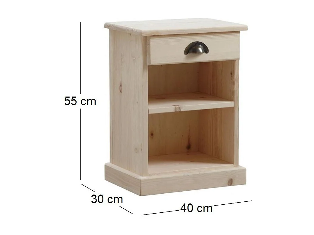 Table de nuit en épicéa brut