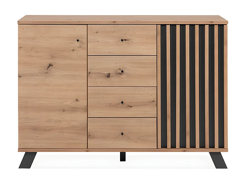 Buffet 2 portes et 4 tiroirs décor chêne artisan L118 cm - LUBLIN
