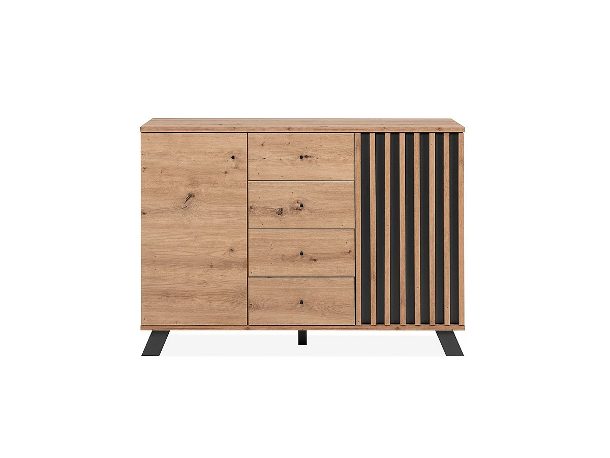 Kredens 2-drzwiowy z 4 szufladami, dąb artisan L118 cm - LUBLIN