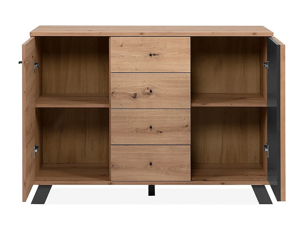 Kredens 2-drzwiowy z 4 szufladami, dąb artisan L118 cm - LUBLIN