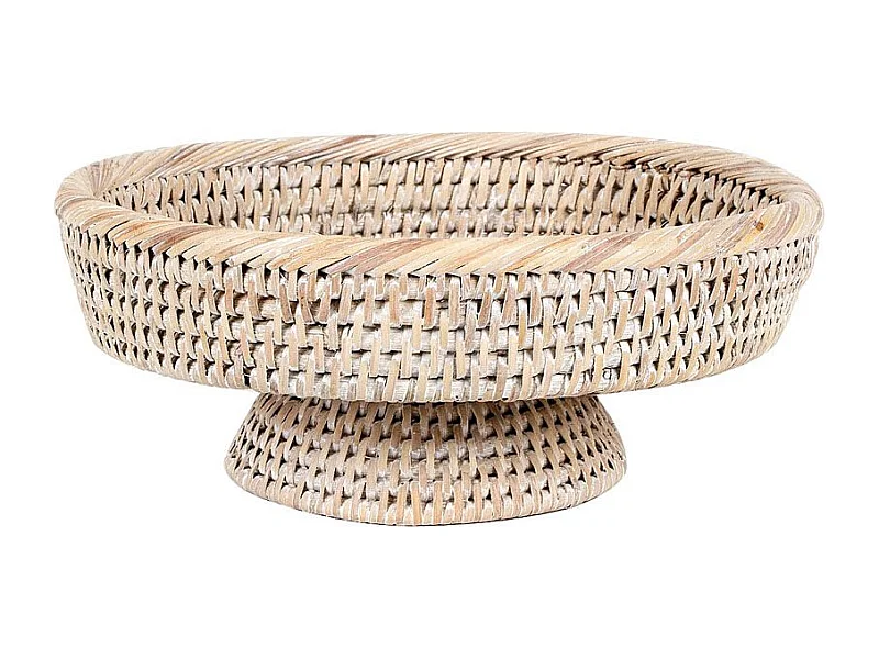 Corbeille sur pied en rotin blanc