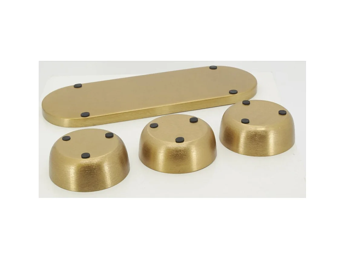 Plateau + 3 coupelles apéritives en métal doré