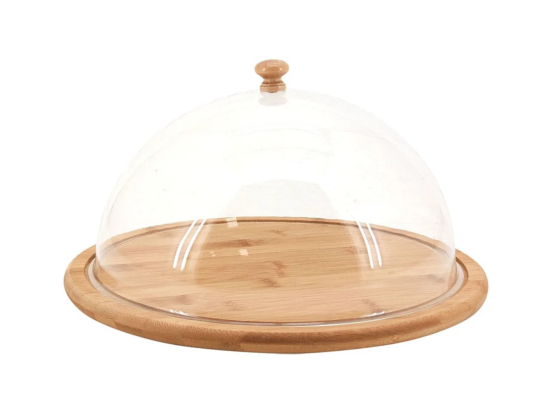 Plateau rond en bambou avec cloche