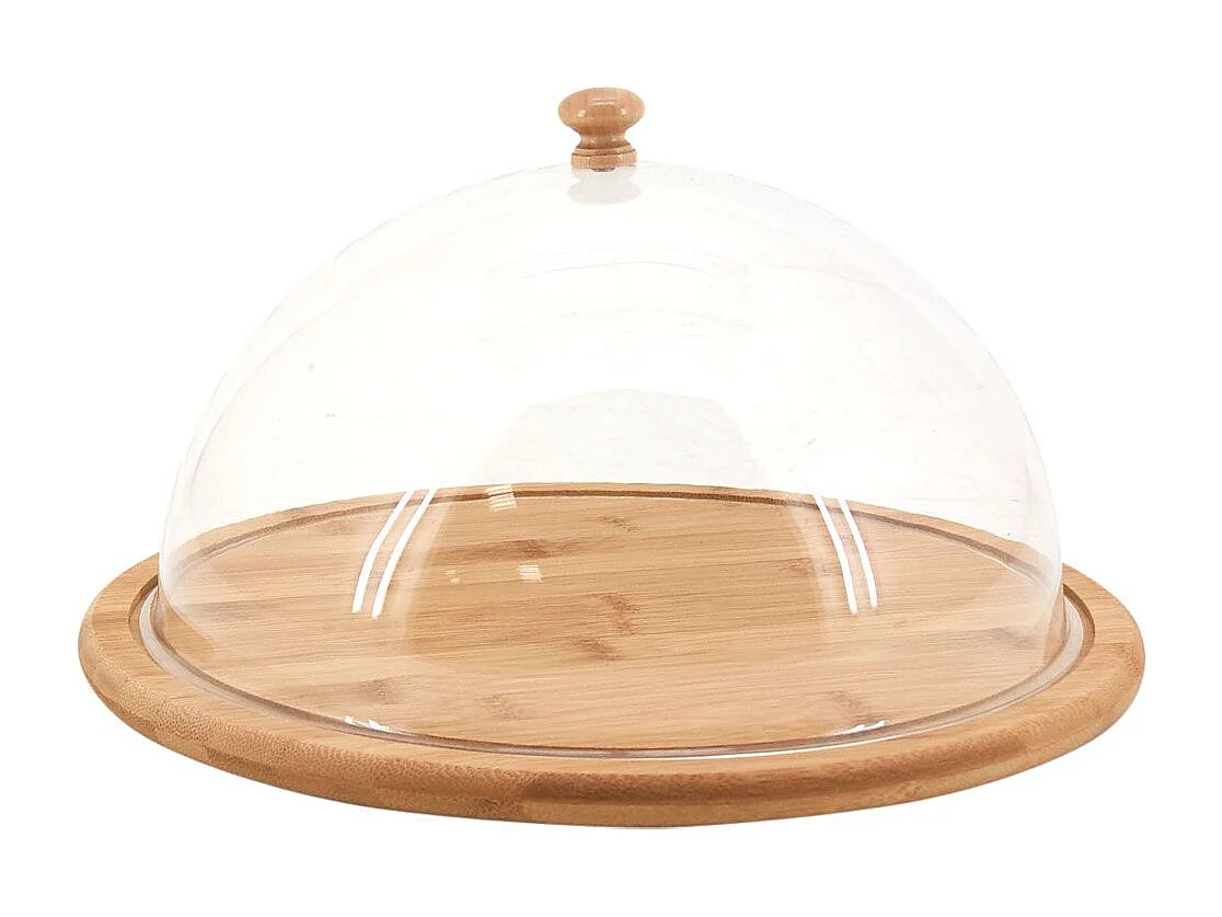 Plateau rond en bambou avec cloche