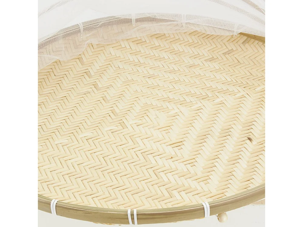 Plateau rond en bambou avec cloche en filet