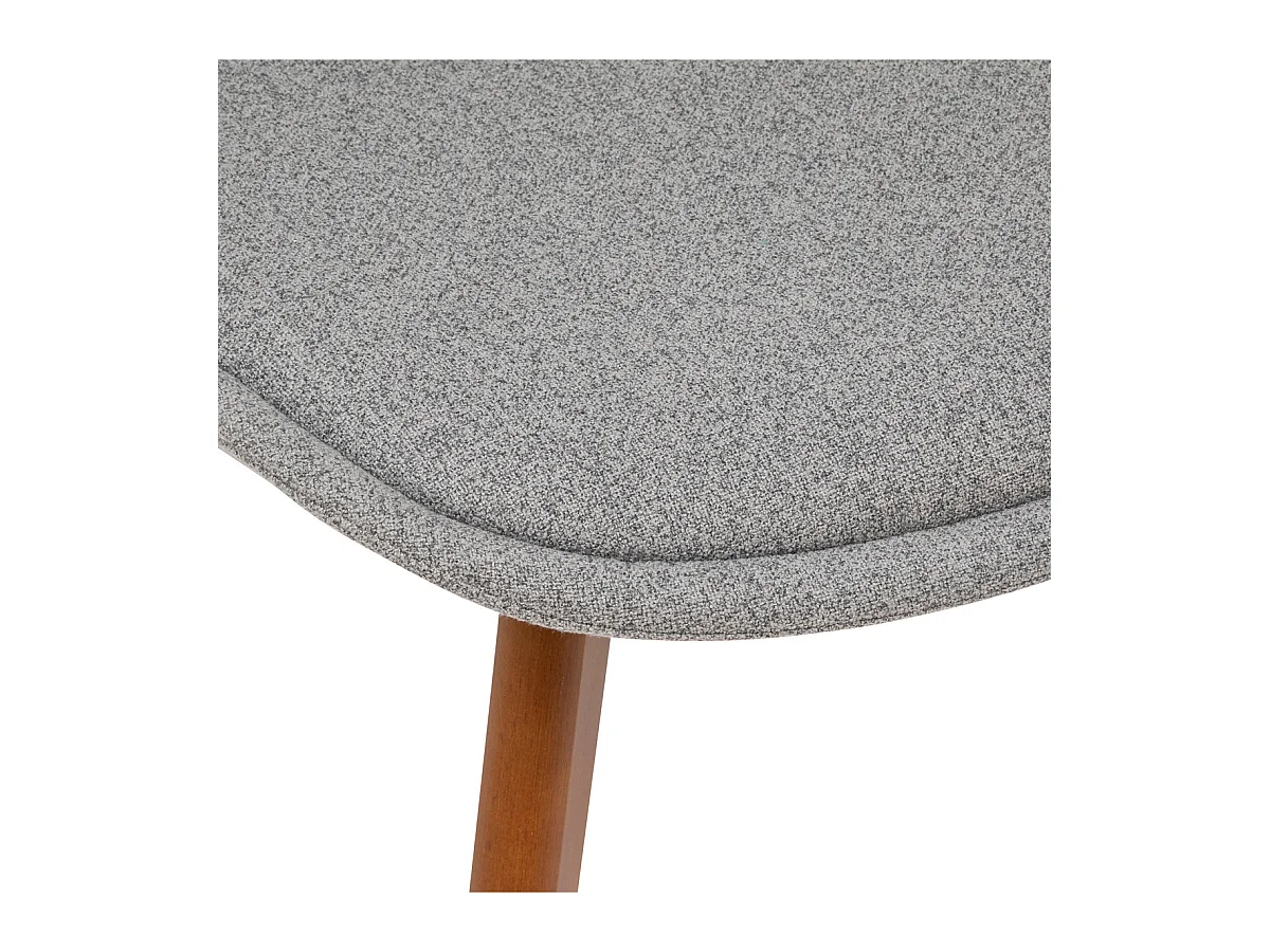 Chaise de table tissu chiné Gris et pieds en Bois foncé