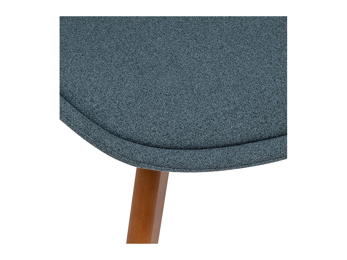 Chaise de table tissu chiné Bleu et pieds en Bois foncé