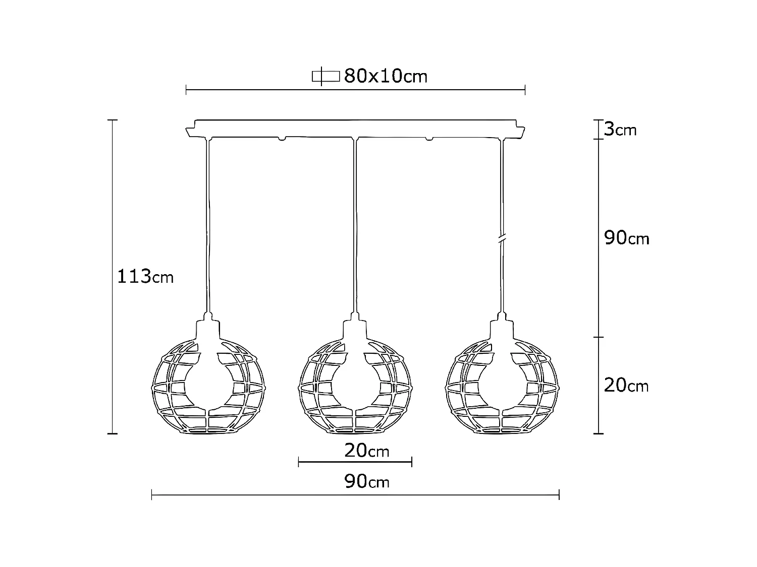 Hanglamp Urbino - Zwart - 90x20x113 cm - EPIKASA