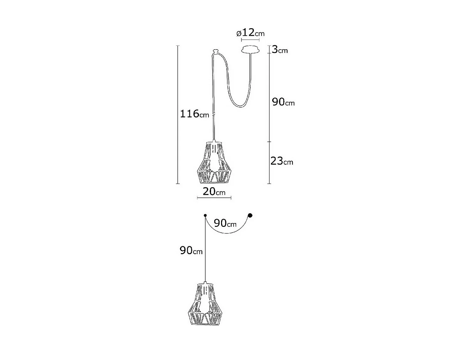 Suspension Barletta, Noir, 100x35x116 cm, EPIKASA