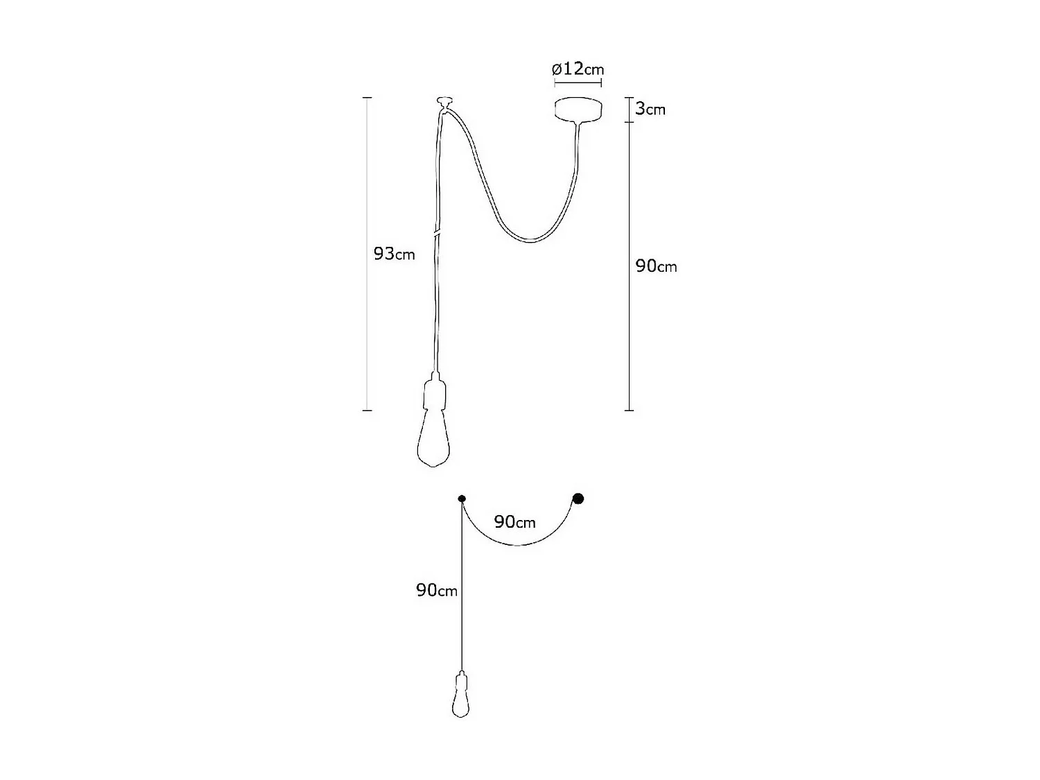 Hanglamp Andria - Zwart - 90x12x93 cm - EPIKASA