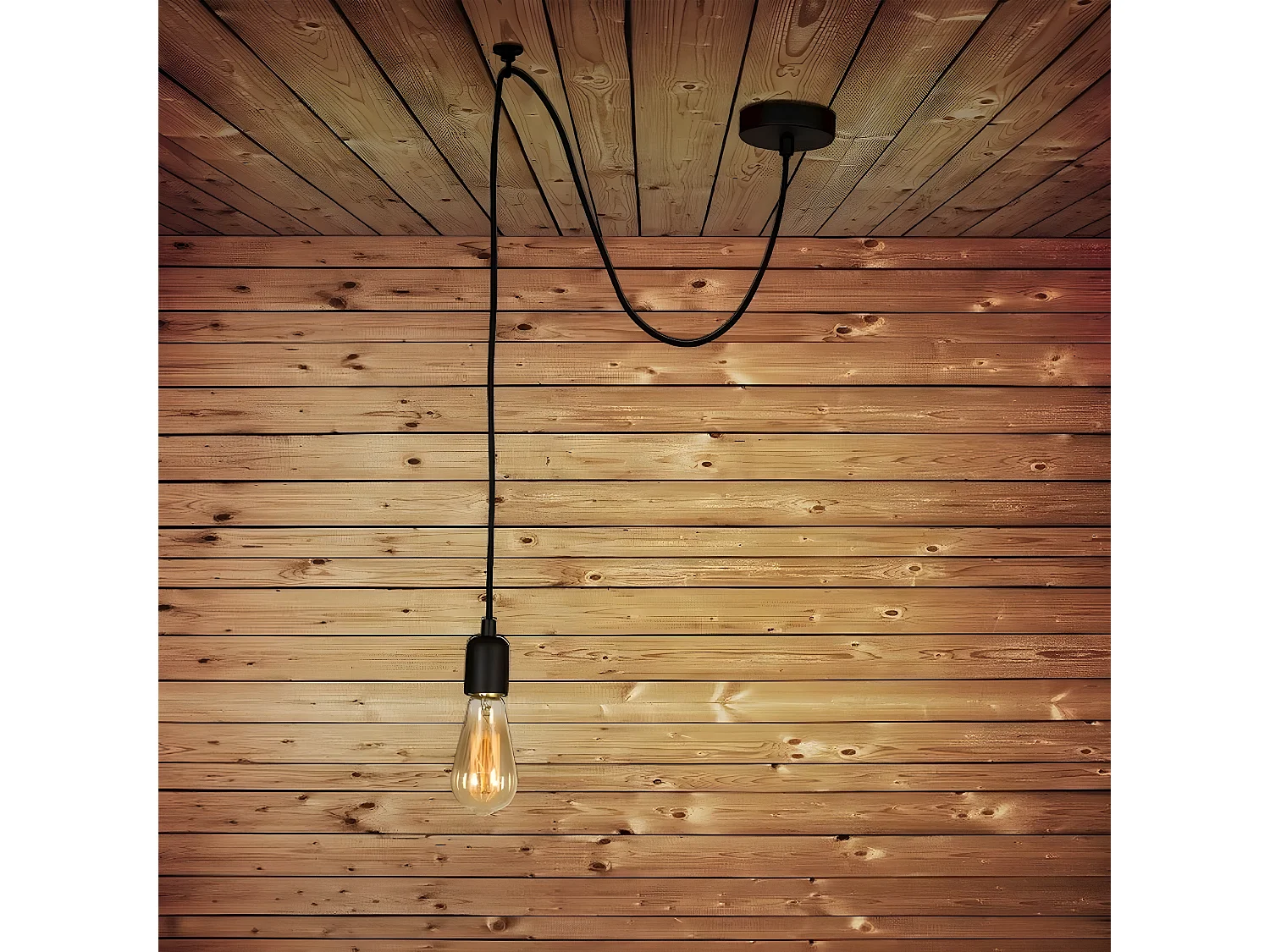 Suspension Andria, Noir, 90x12x93 cm, EPIKASA