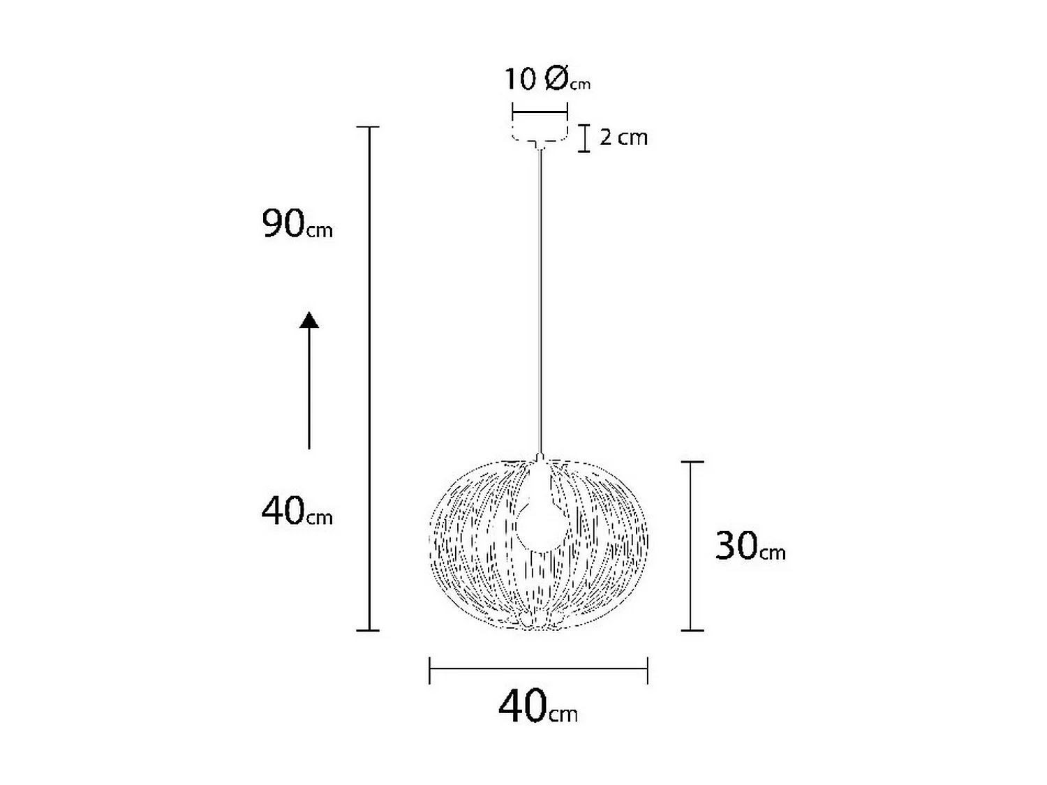 Suspension Bolzano, Noir, 40x40x90 cm, EPIKASA