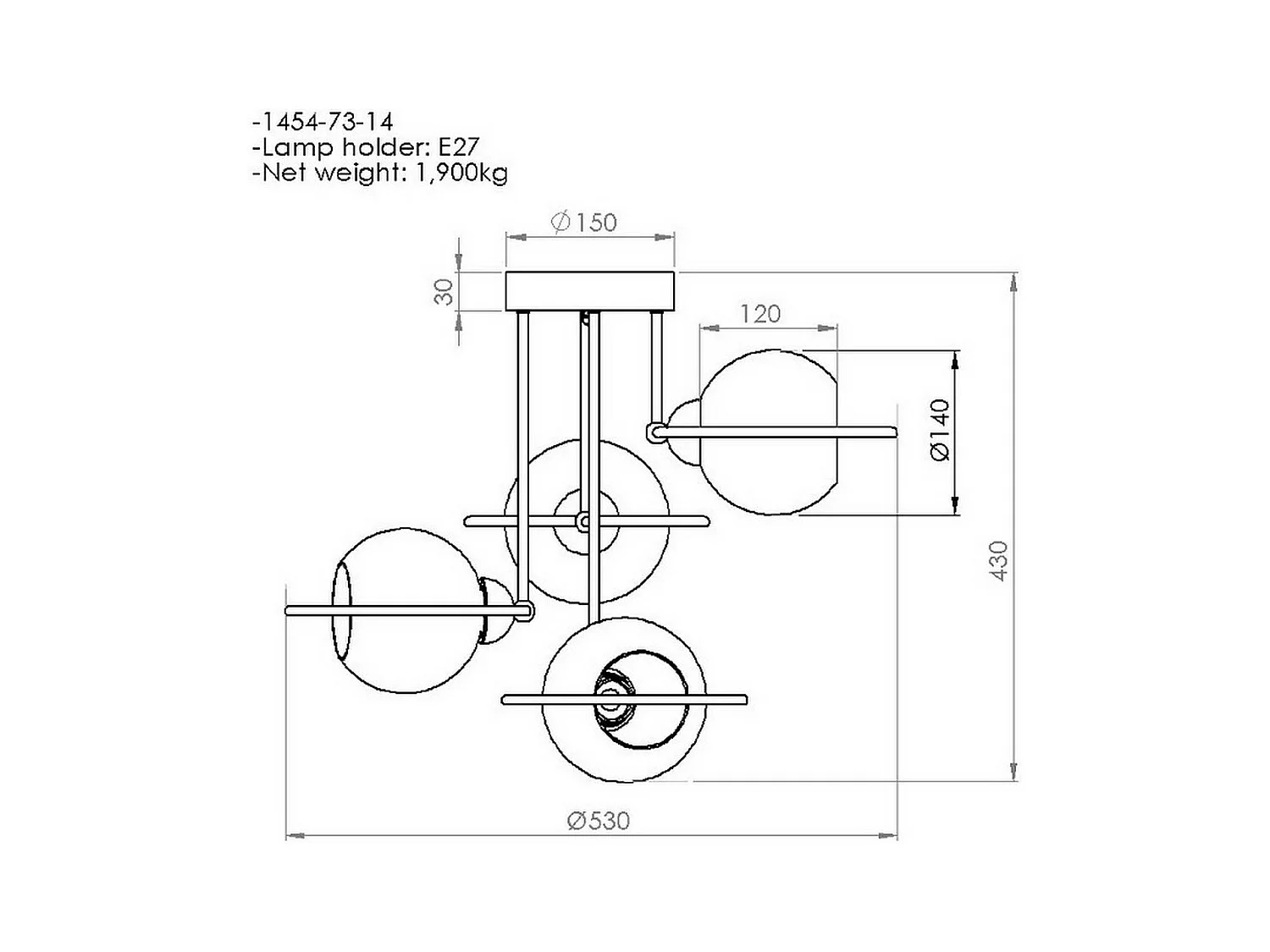 Hanglamp Sassari - Zwart - 53x53x43 cm - EPIKASA