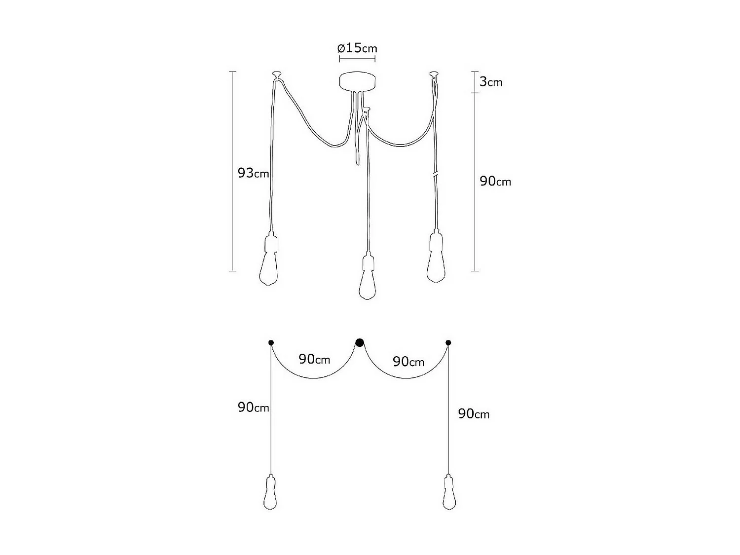 Hanglamp Andria - Zwart - 180x180x93 cm - EPIKASA