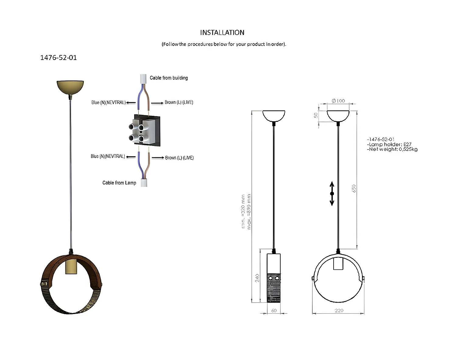 Suspension Monza, Bois, 6x22x89 cm, EPIKASA