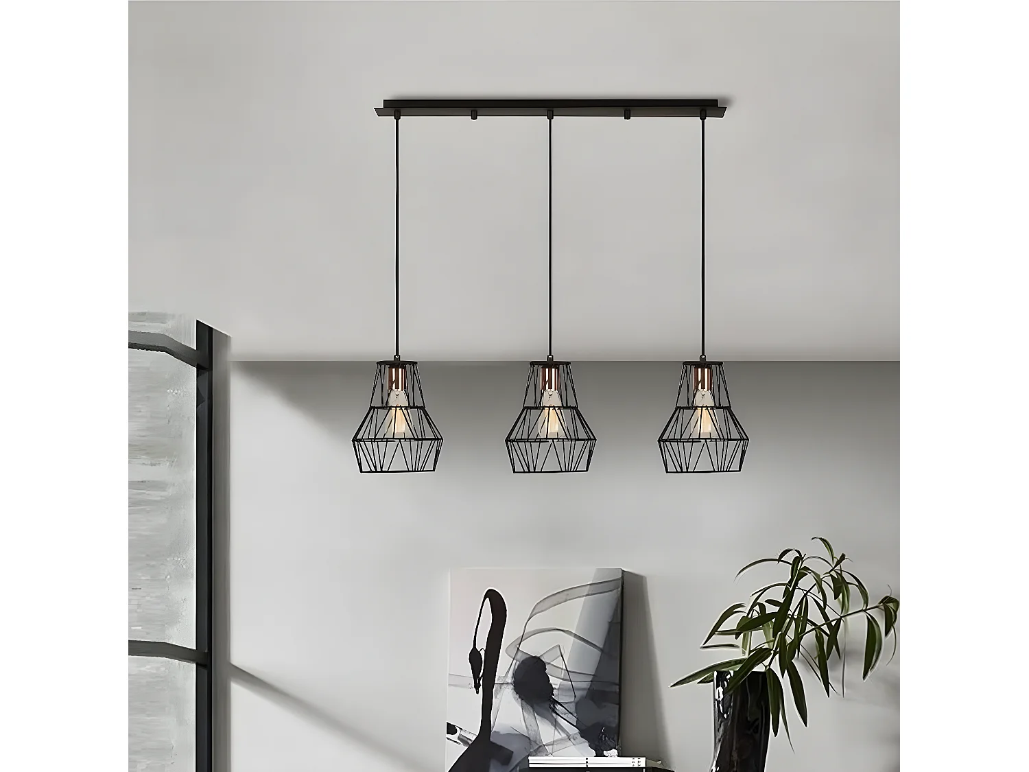 Lampa Wisząca Bergamo, Czarny, 90x20x115 cm, EPIKASA