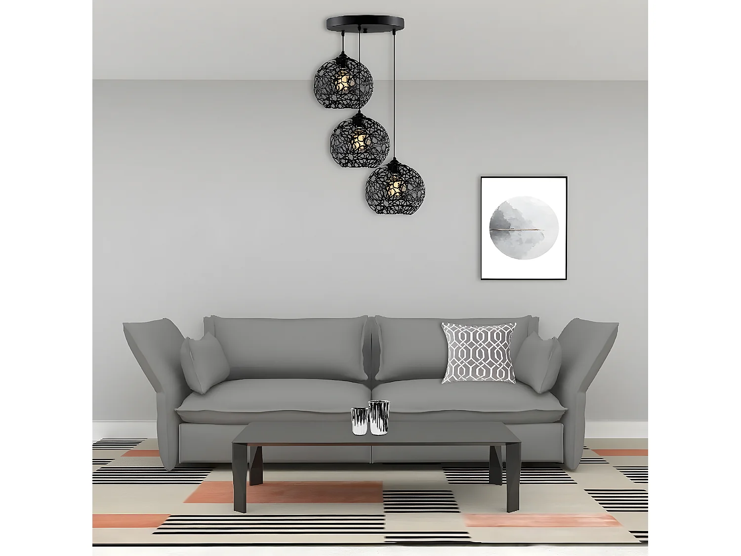 Hanglamp Siena - Zwart - 65x65x117 cm - EPIKASA