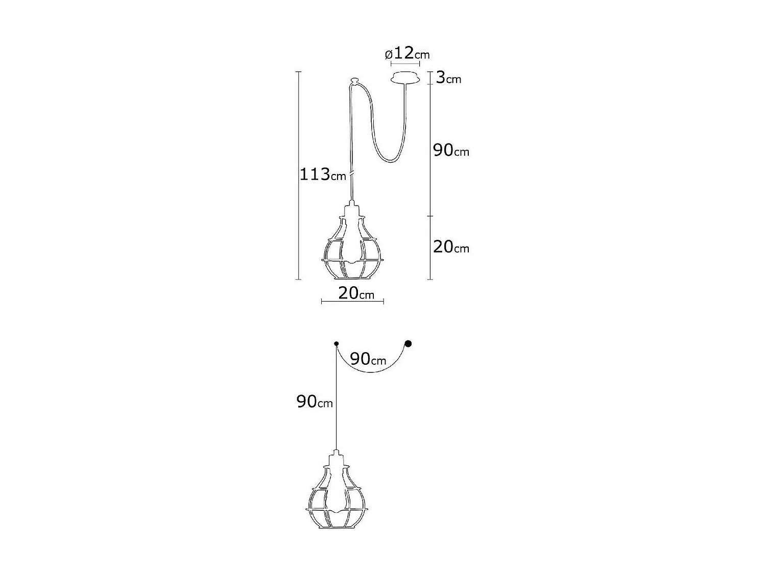 Lámpara de Suspensión Barletta, Negro, 100x20x113 cm, EPIKASA