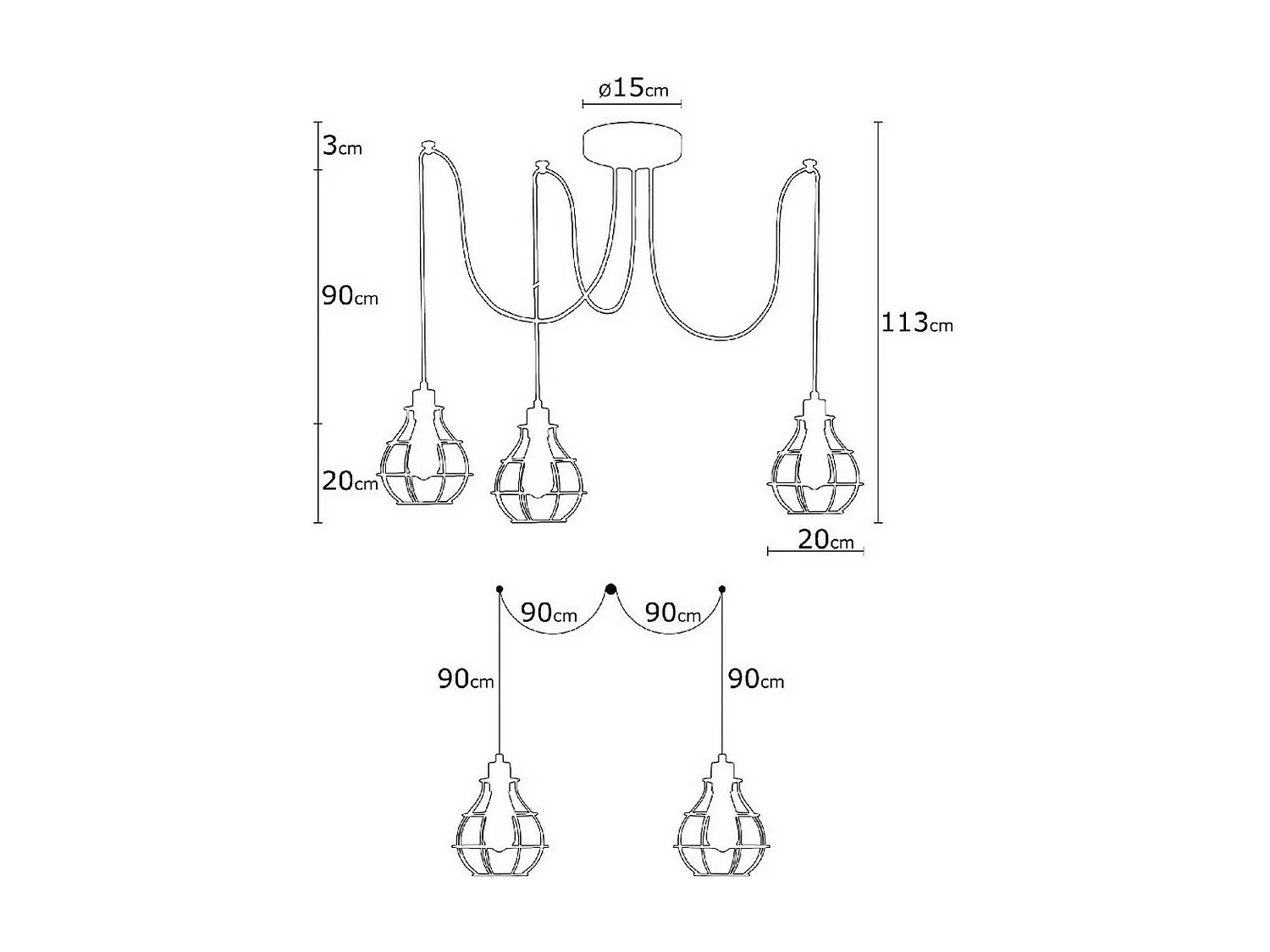 Hanglamp Barletta - Zwart - 180x180x113 cm - EPIKASA