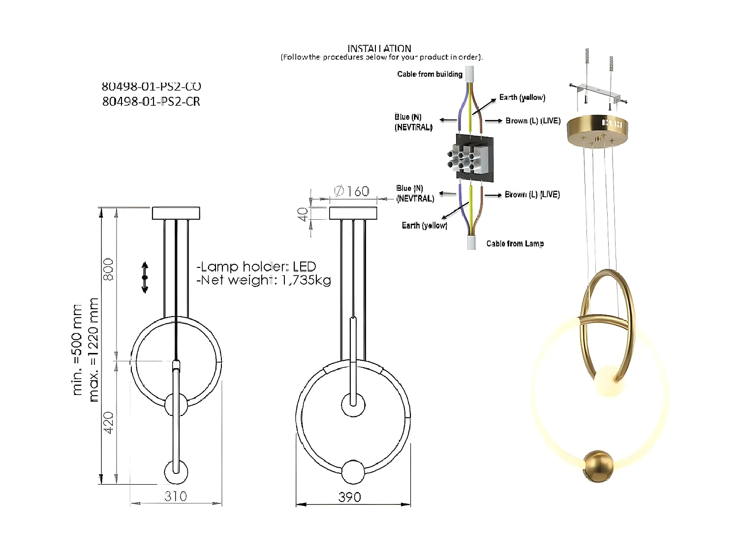 Suspension Arezzo, Chrome, 31x39x12,2 cm, EPIKASA