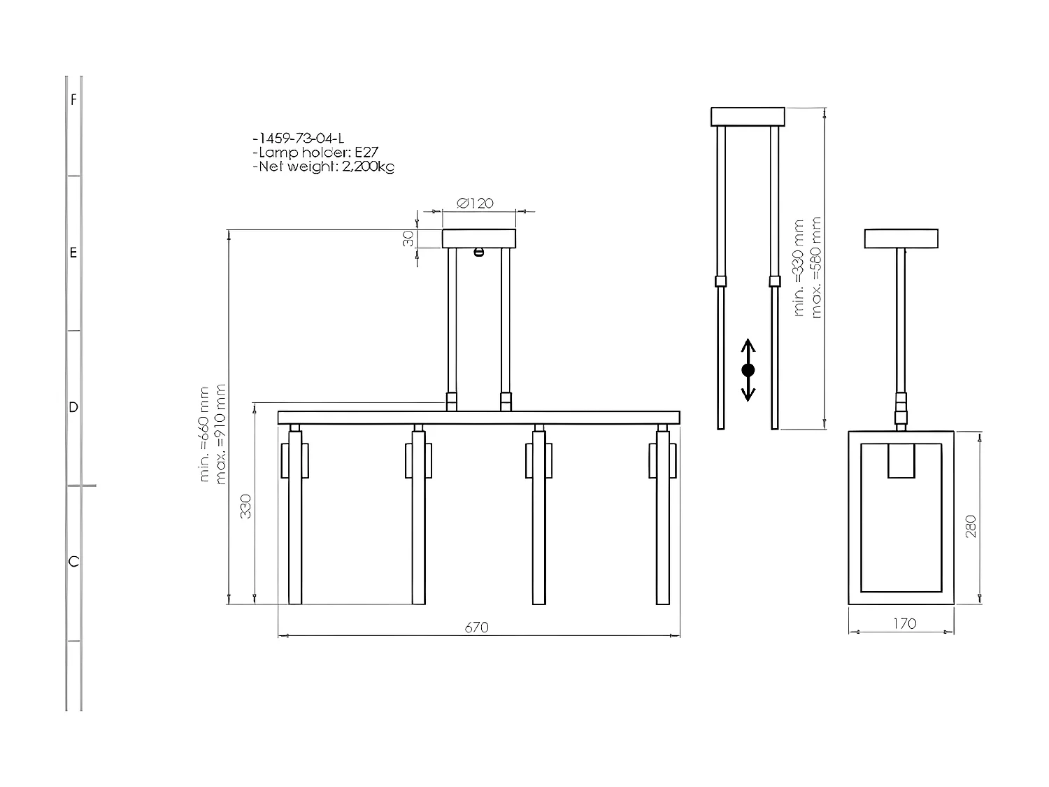 Hanglamp Como - Hout - 67x17x91 cm - EPIKASA