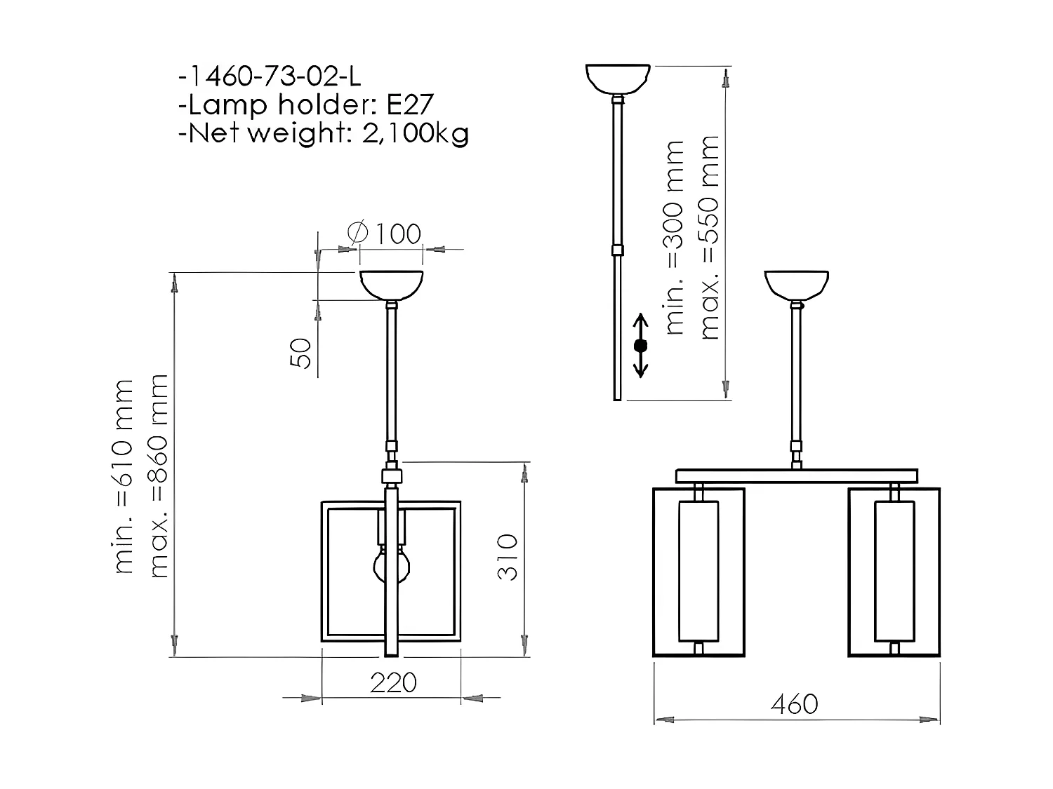Suspension Lecco, Bois, 46x22x86 cm, EPIKASA