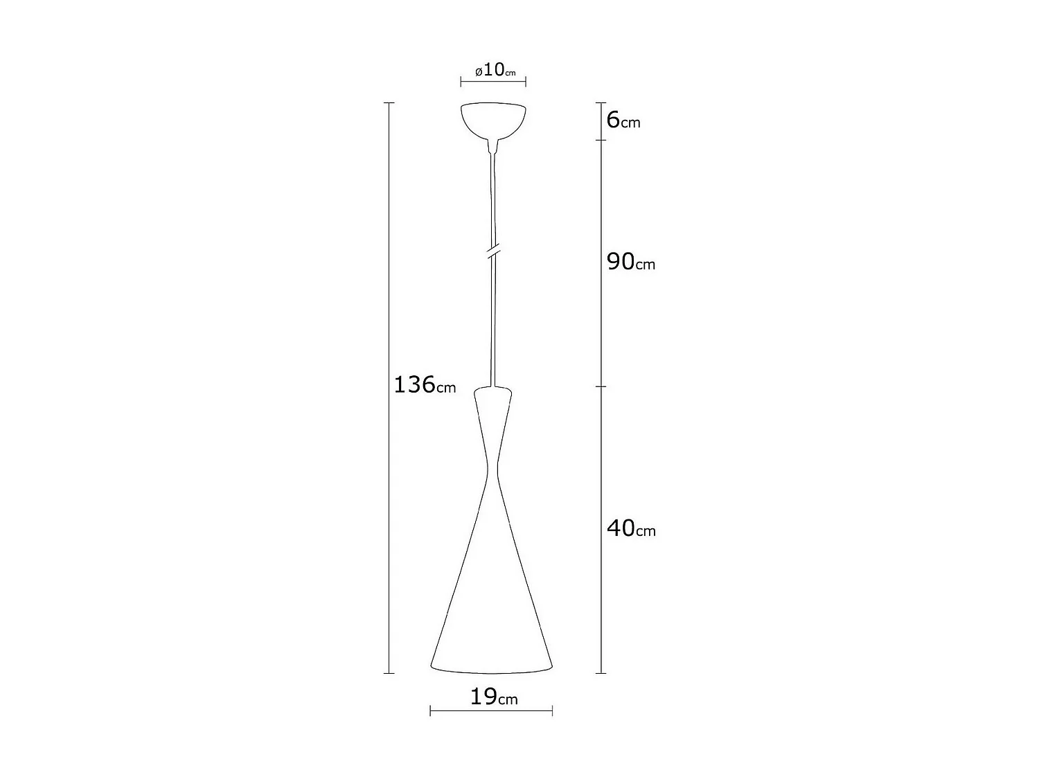 Suspension Varese, Noir, 19x19x136 cm, EPIKASA