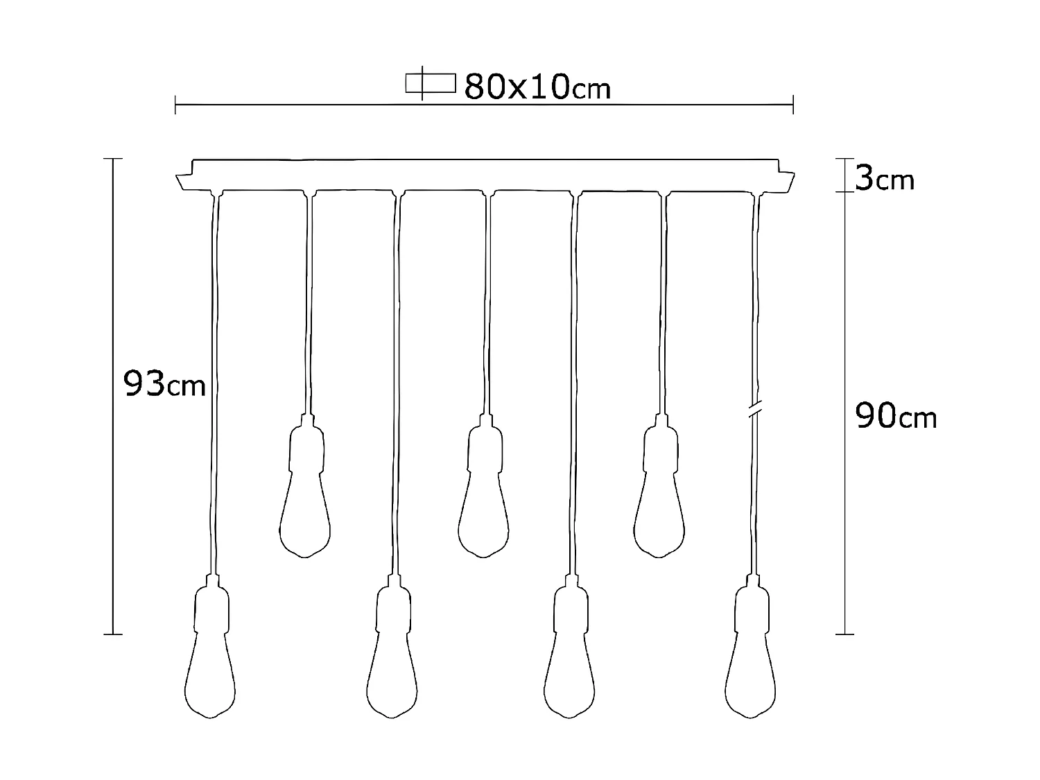 Lampa Wisząca Crotone, Czarny, 80x10x93 cm, EPIKASA