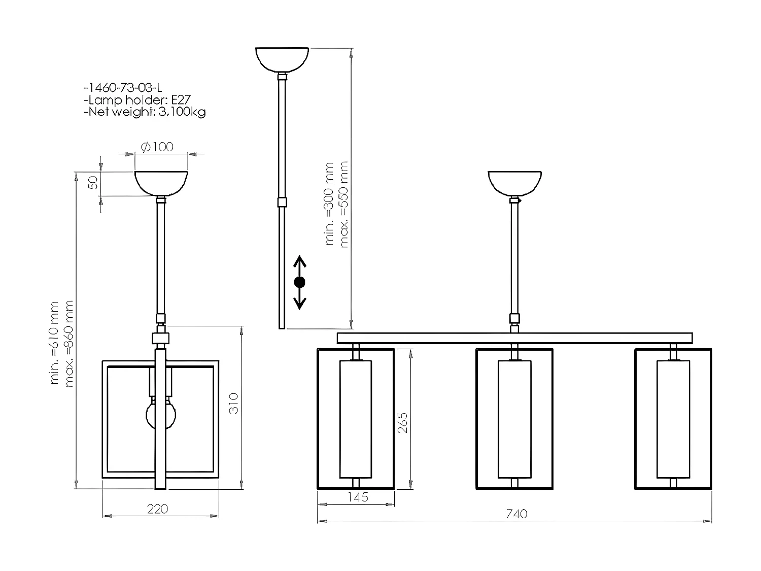 Suspension Lecco, Bois, 74x22x86 cm, EPIKASA