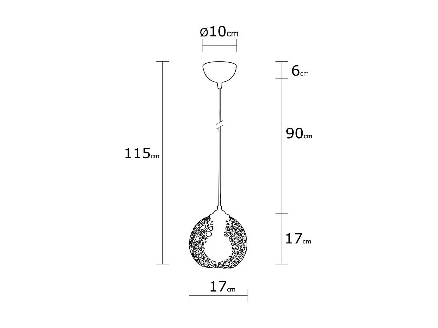 Suspension Siena, Noir, 17x17x115 cm, EPIKASA