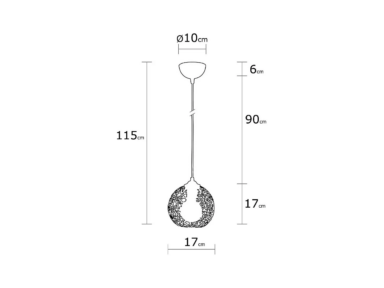 Hanglamp Siena - Zwart - 17x17x115 cm - EPIKASA