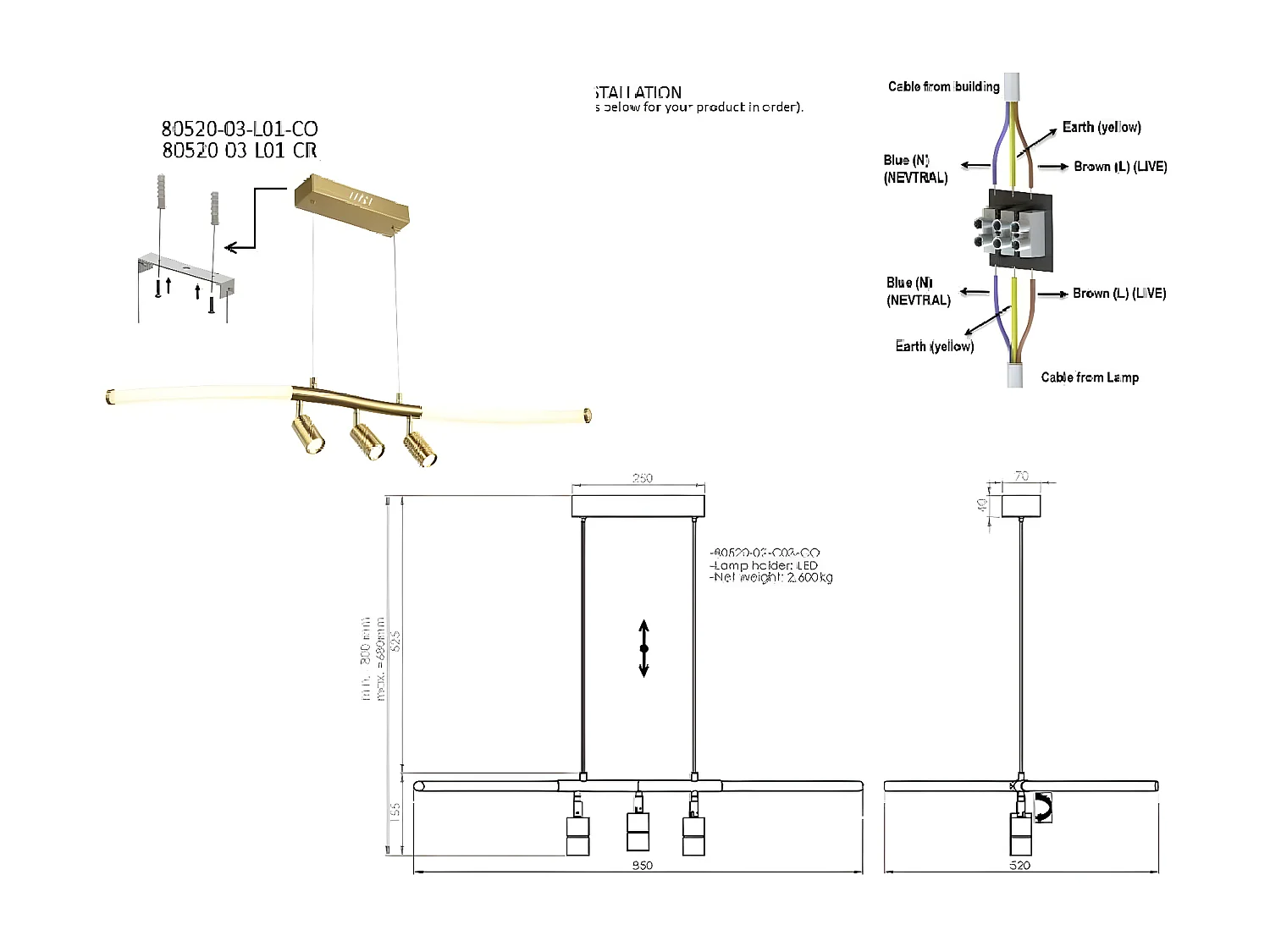 Suspension Ascoli, Chrome, 85x52x68 cm, EPIKASA